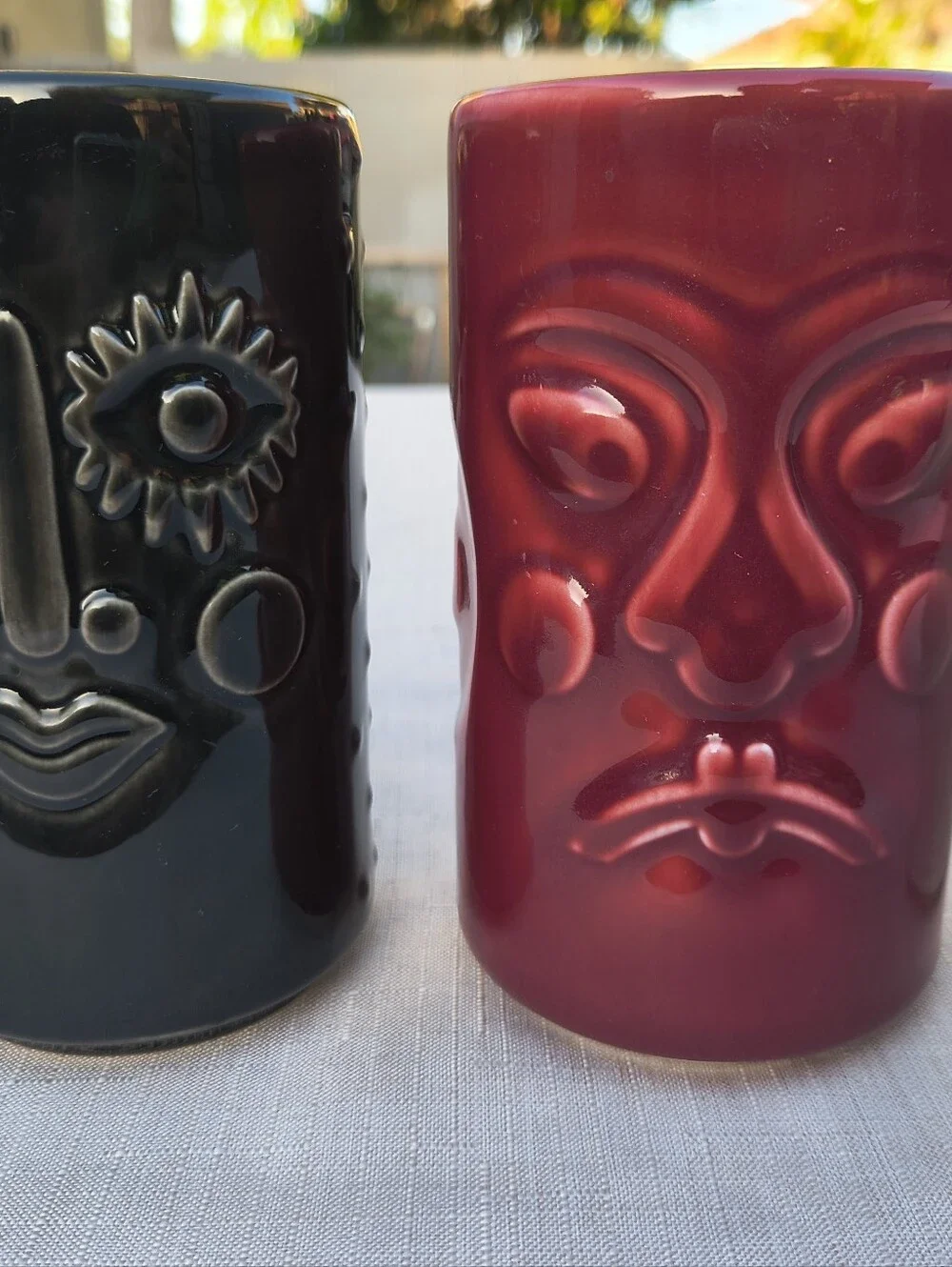 Set of 4 IKEA Sweden Frekvens Collection Tiki Mugs by Maria Vinka